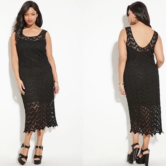 Forever 21 Dresses & Skirts - Forever 21 plus size black crochet dress